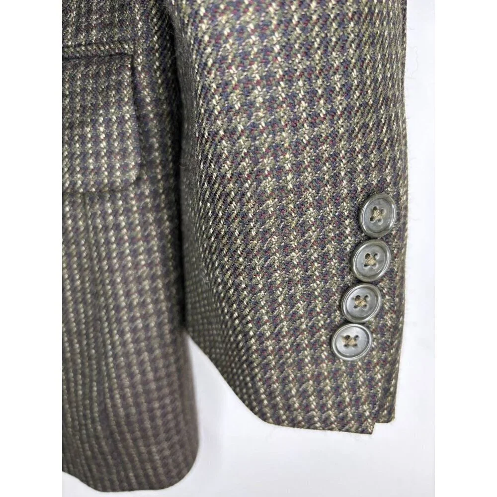 OSCAR DE LA RENTA Tailored Sport Coat Mens ~48R Olive Navy Tweed Lined Pockets